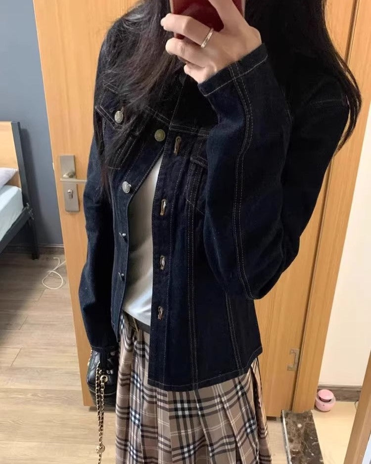 Washed Cropped Denim Jacket