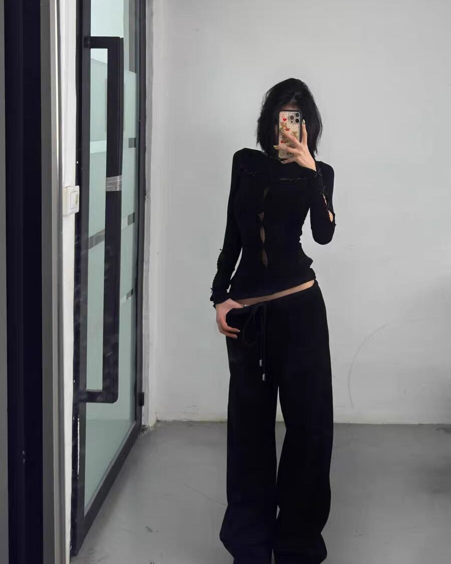 Hollow-Out Long Sleeve Top