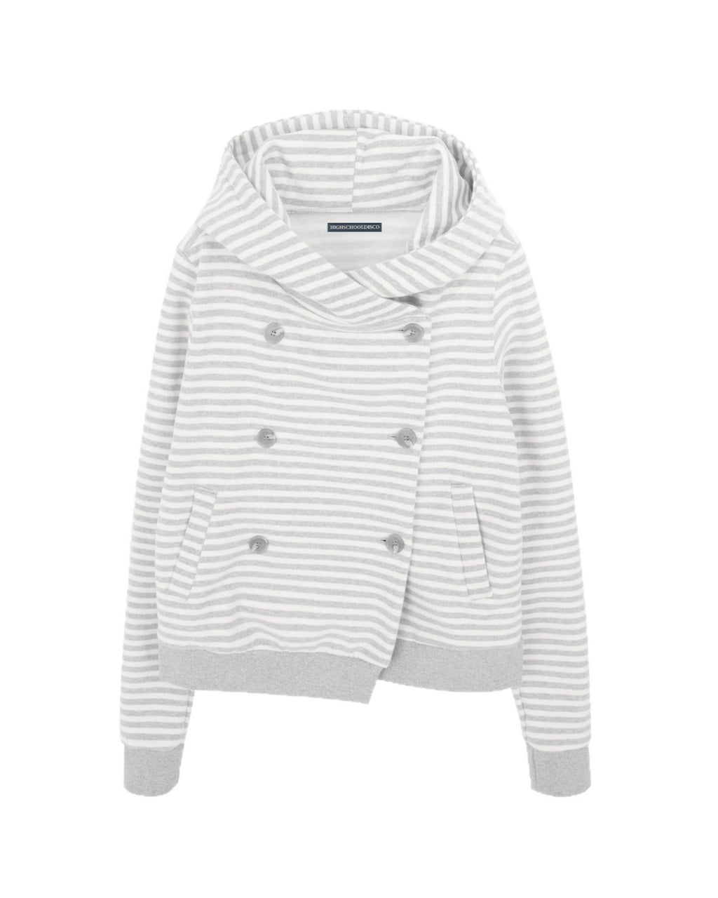 Striped Double Breasted Hooded Jacket