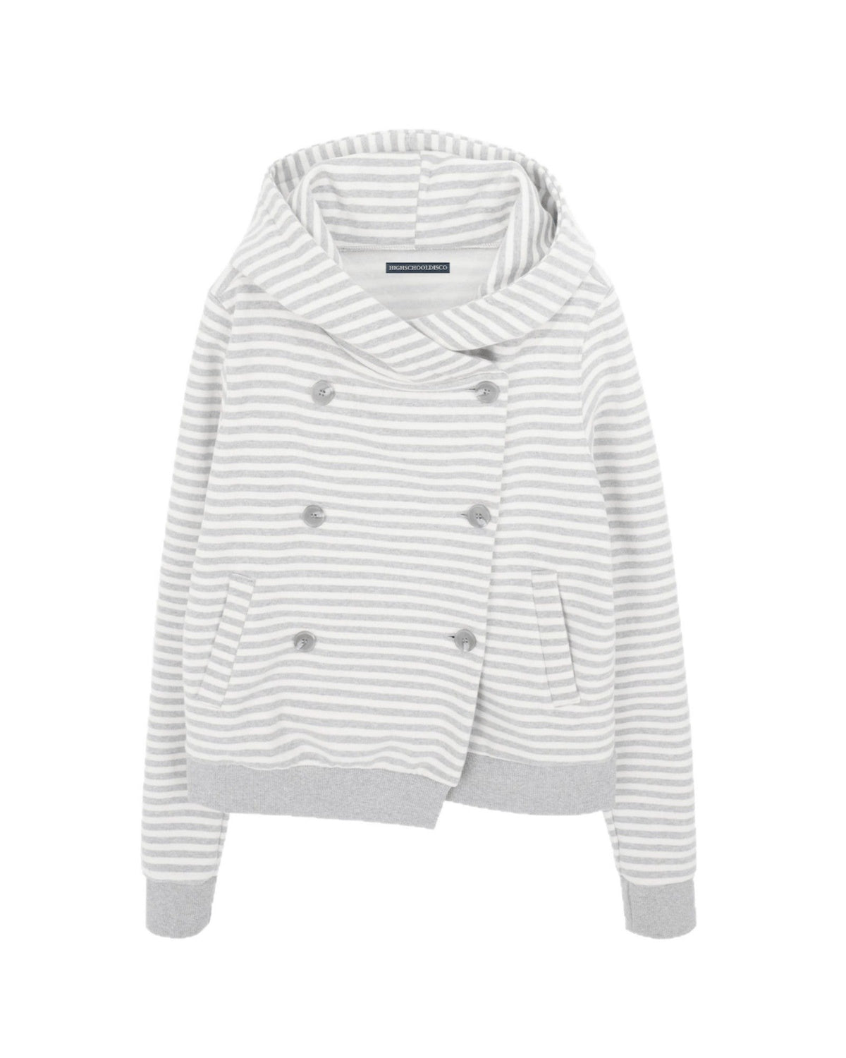 Striped Double Breasted Hooded Jacket