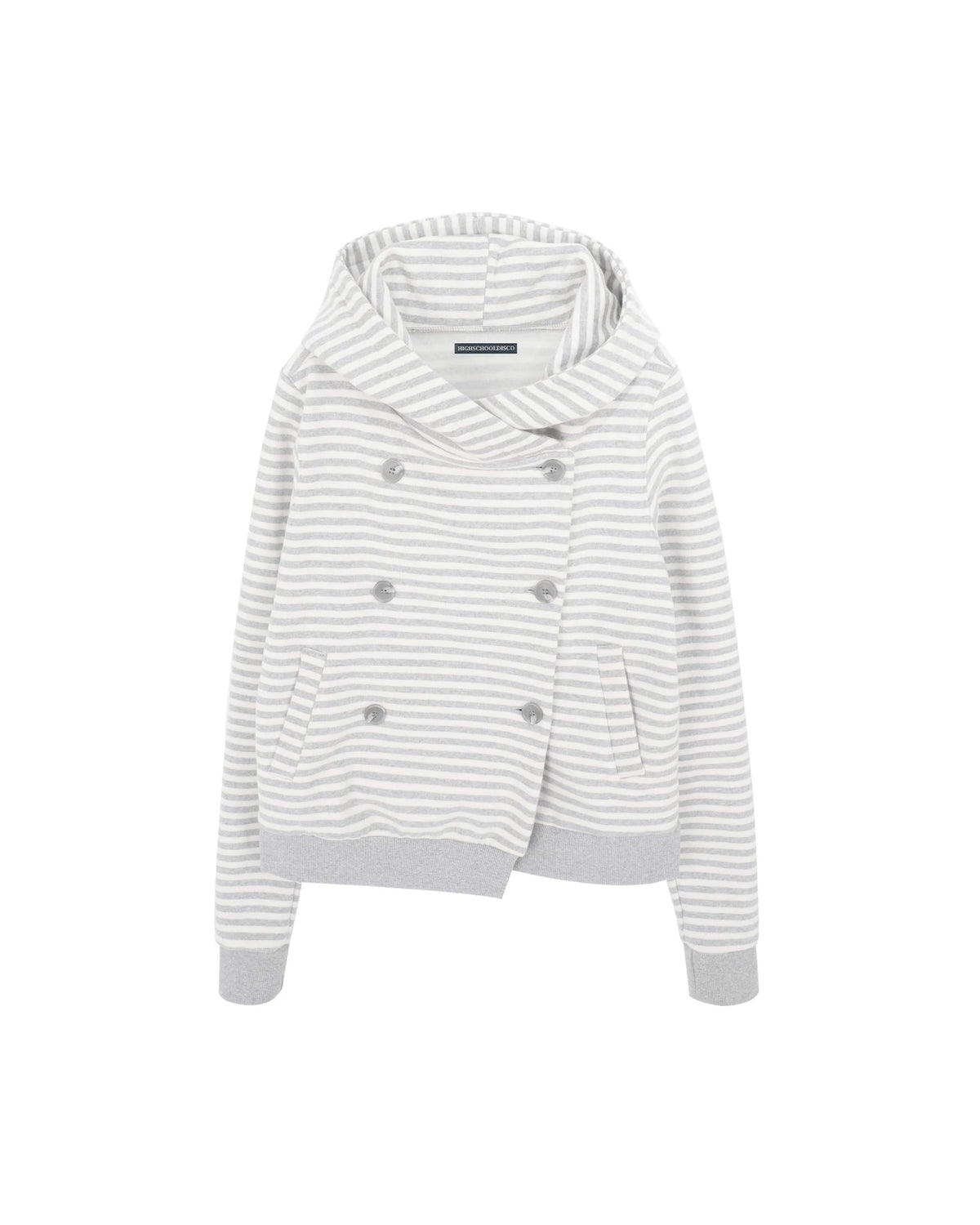 Striped Double Breasted Hooded Jacket