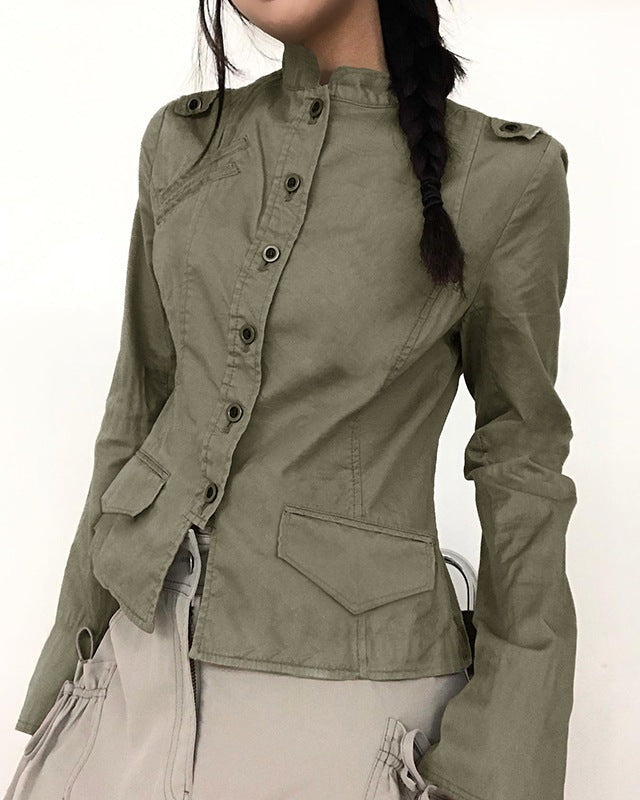 Utility Stand Collar Shirt Jacket