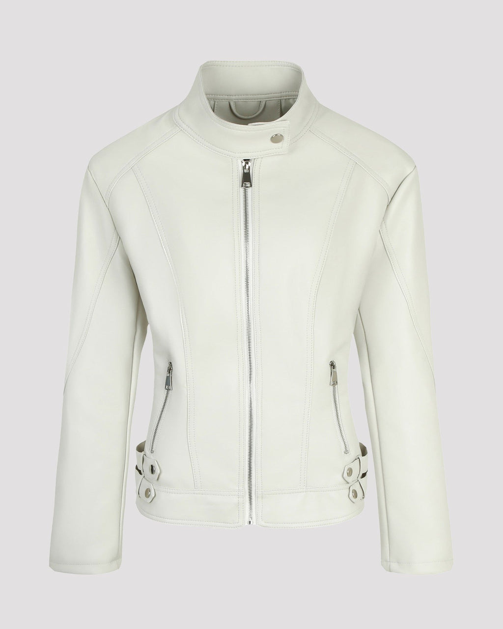 Stand Collar Zip Leather Jacket