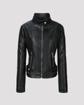 Stand Collar Zip Leather Jacket