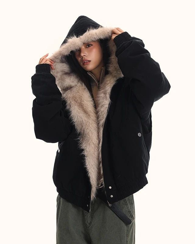 Fur hooded jacket