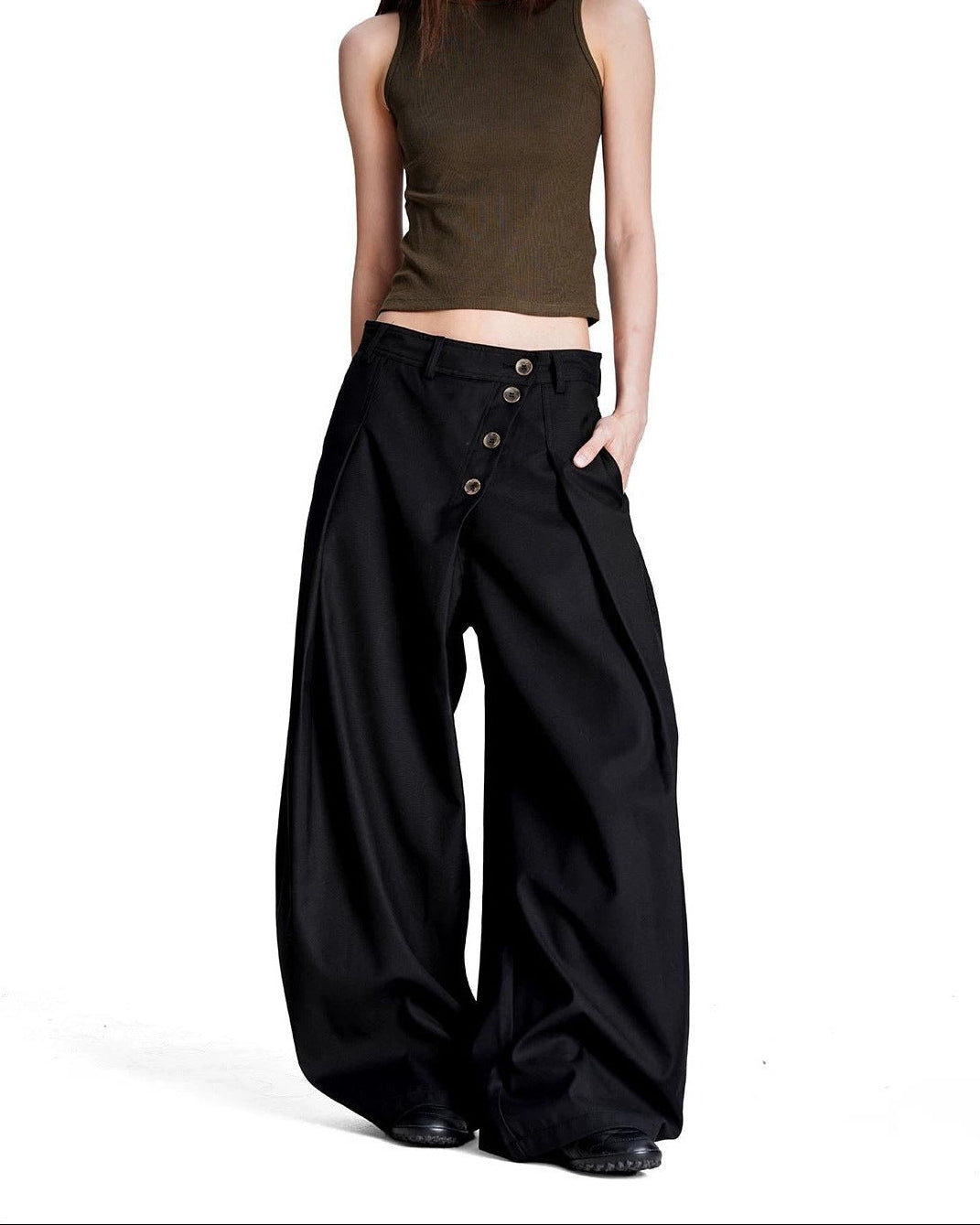 Button front trousers
