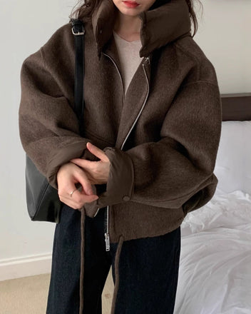 Brushed hooded jacket