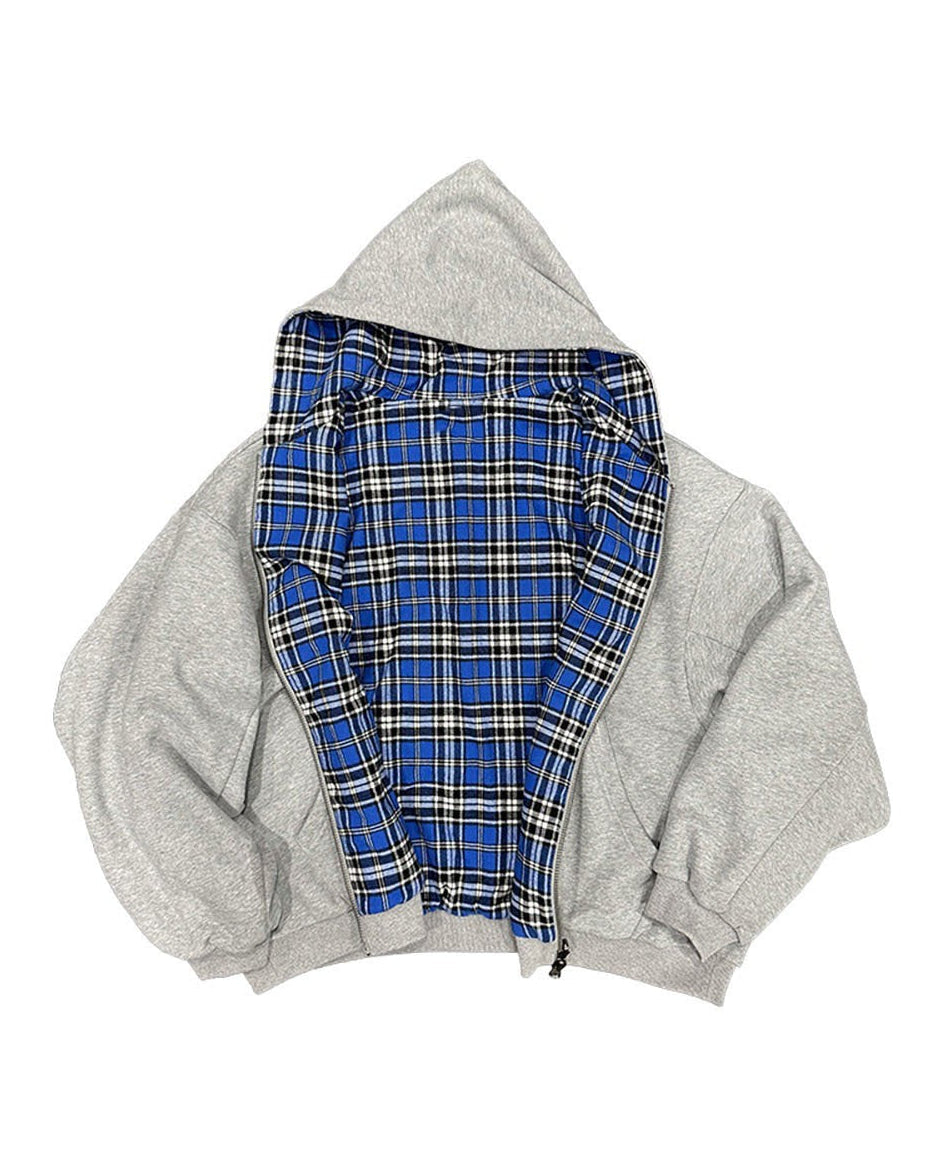 Reversible plaid hoodie