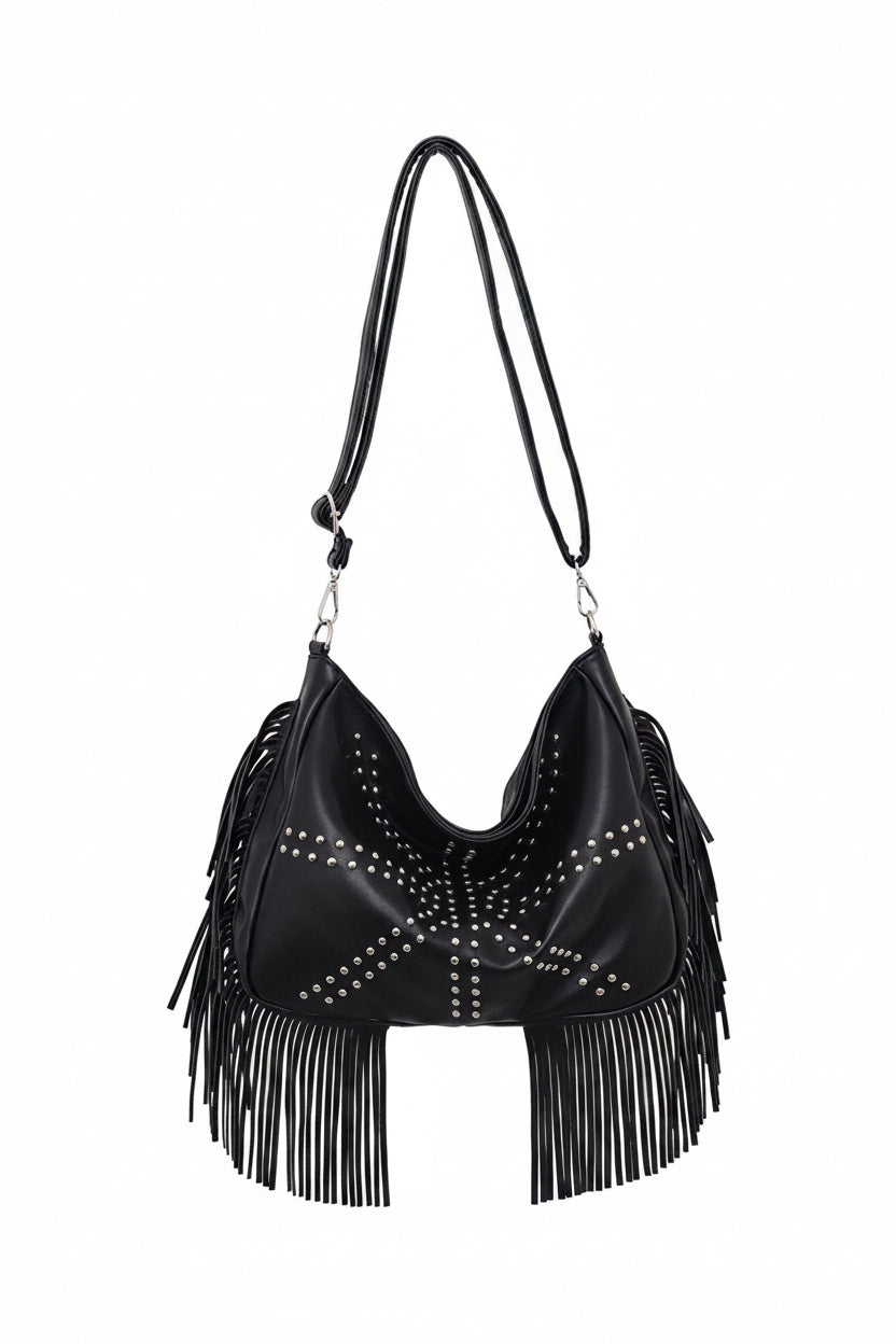 Studded Fringe Shoulder Bag