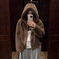 Mink Coat hooded brown