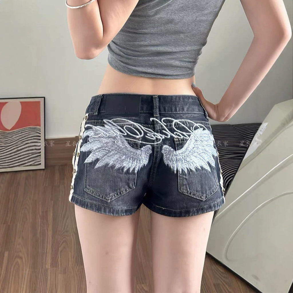 Angel Wings Denim Shorts