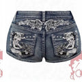 Betty Cartoon Embroidery Hot Diamond Denim Shorts Women Light Blue Spice Girl Jeans Source Factory Spot Wholesale