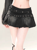 Studded Belt Denim Mini Skirt