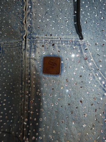 Rhinestone denim hoodie
