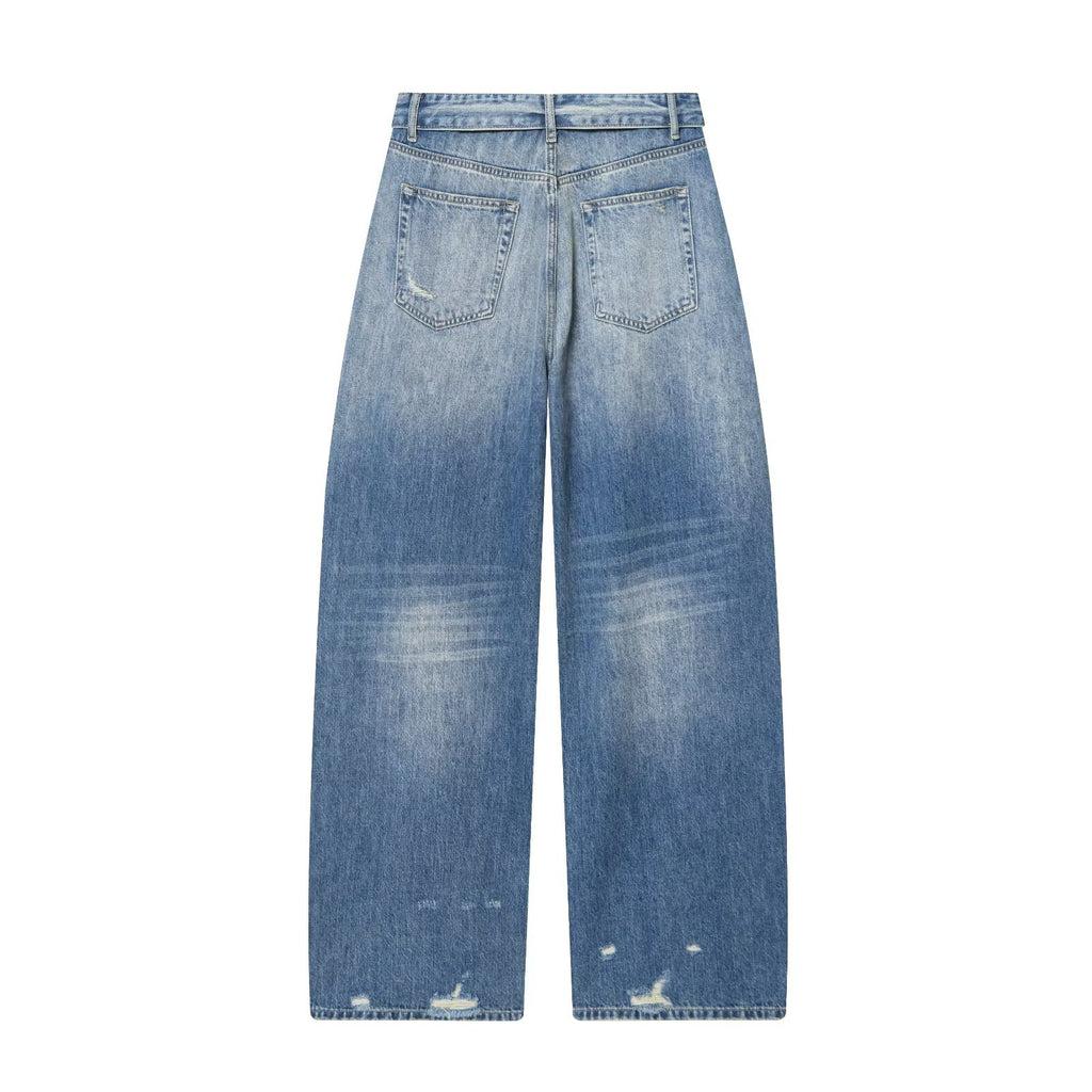 Fold-Waist Wide Jeans
