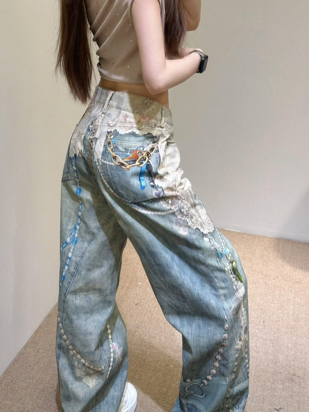 Pearl & Lace Baggy Jeans