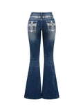 flared denim trousers