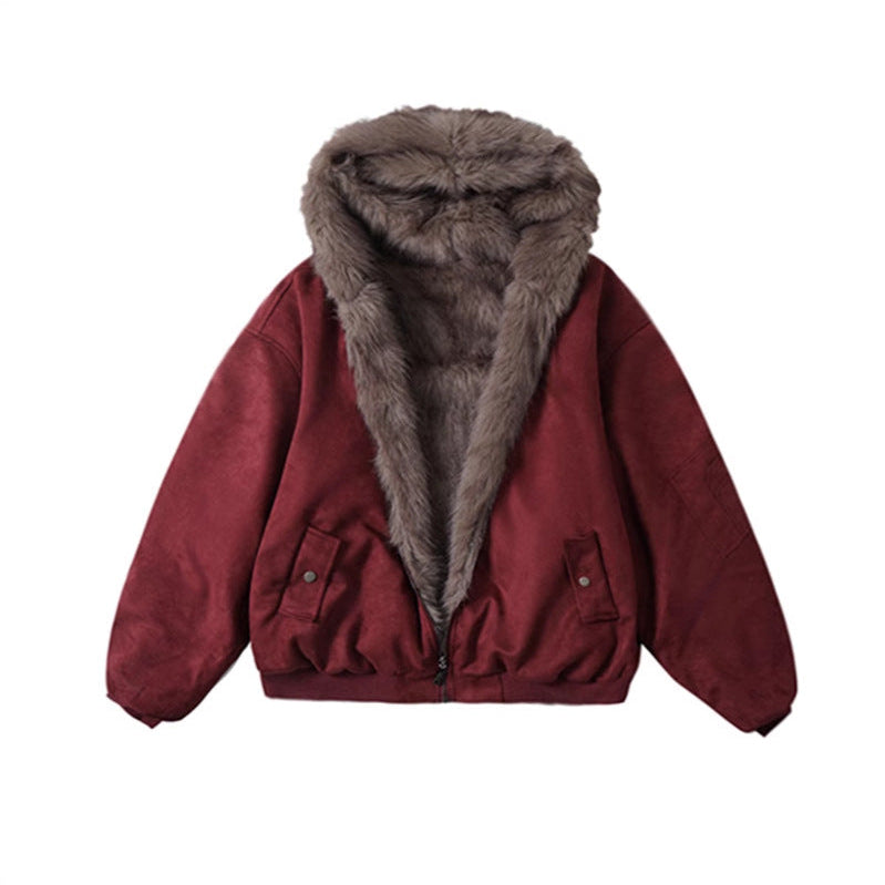 Lovy reversible hooded fur jacket
