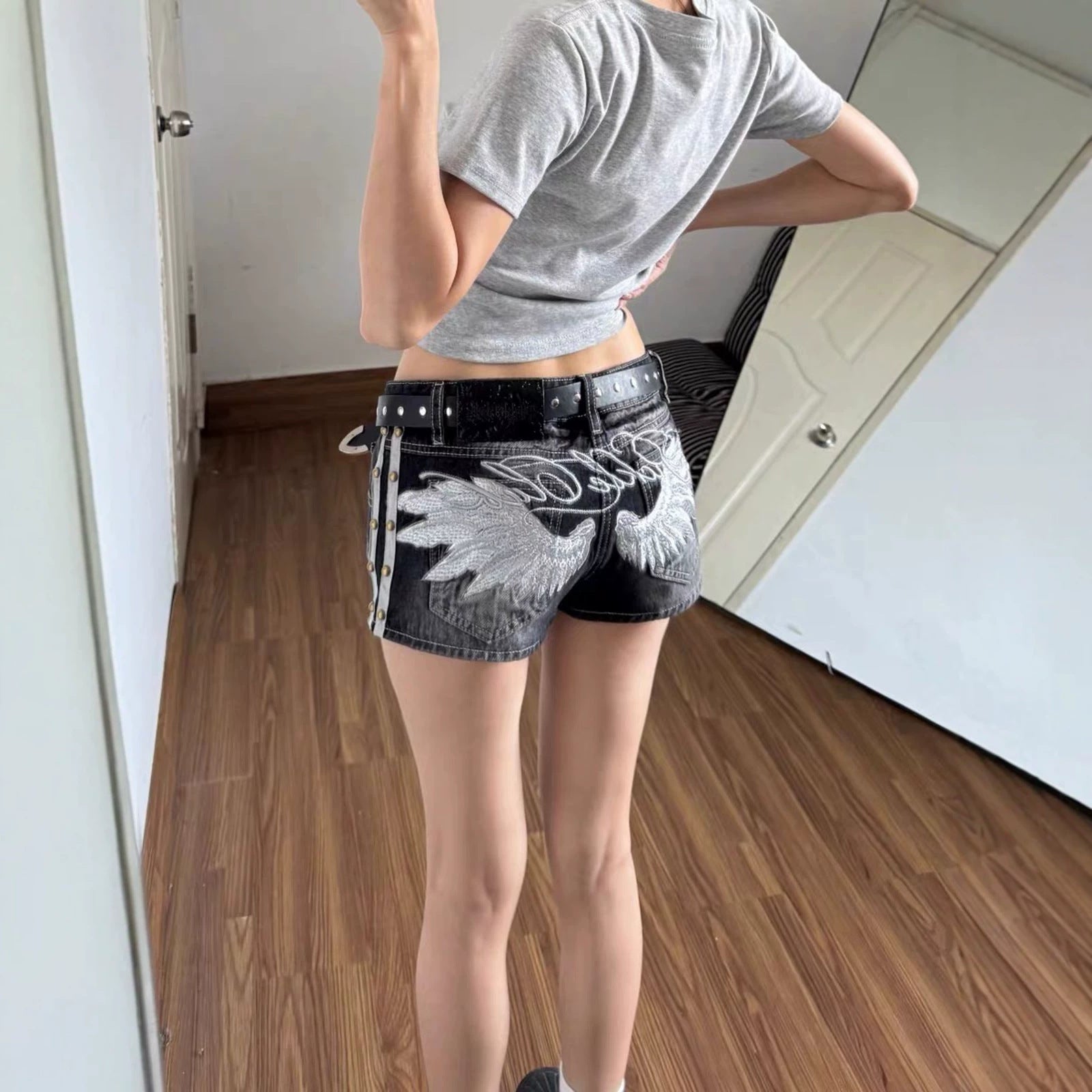 Angel Wings Denim Shorts
