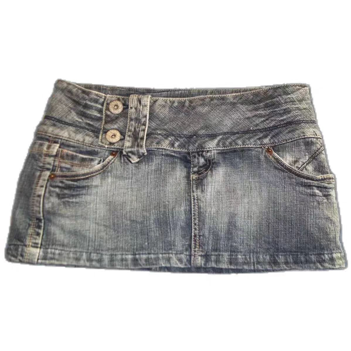 Washed Denim Micro Skirt