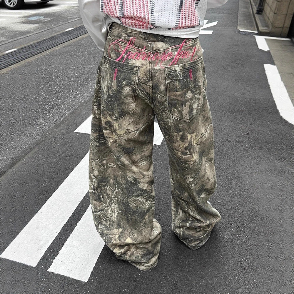 Embroidered Camo Pants