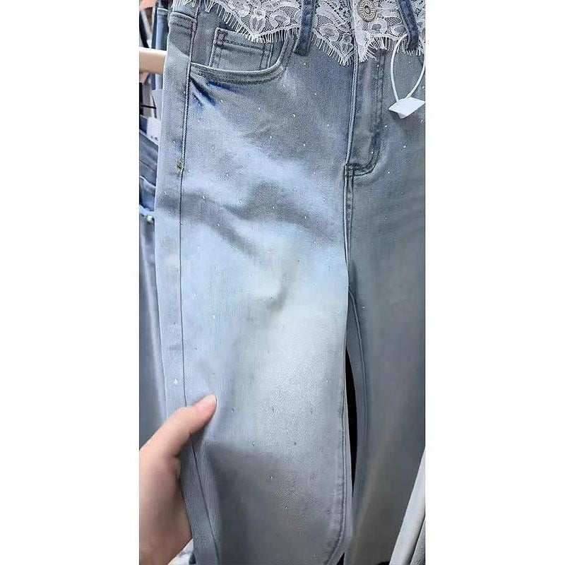 Lace Waist Flared Jeans