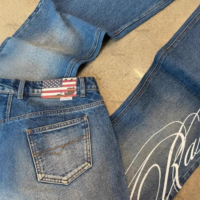 Script Flared Jeans