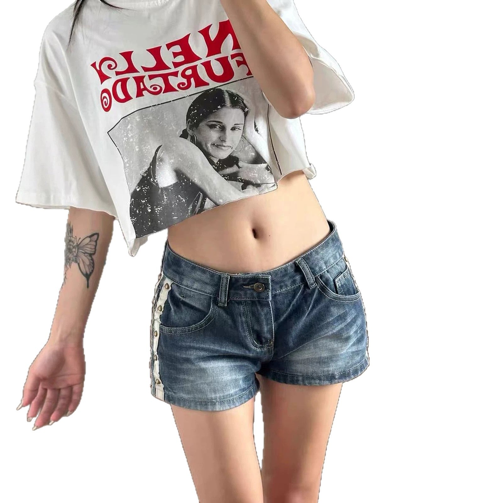 Angel Wings Denim Shorts