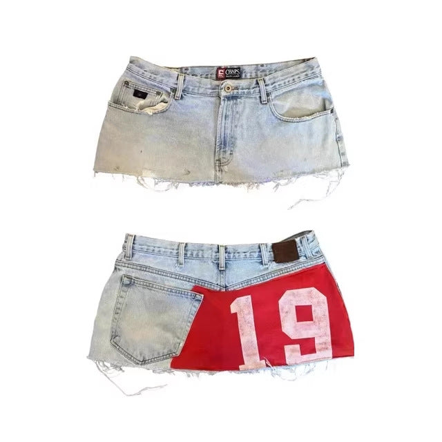 Varsity Number Denim Mini Skirt