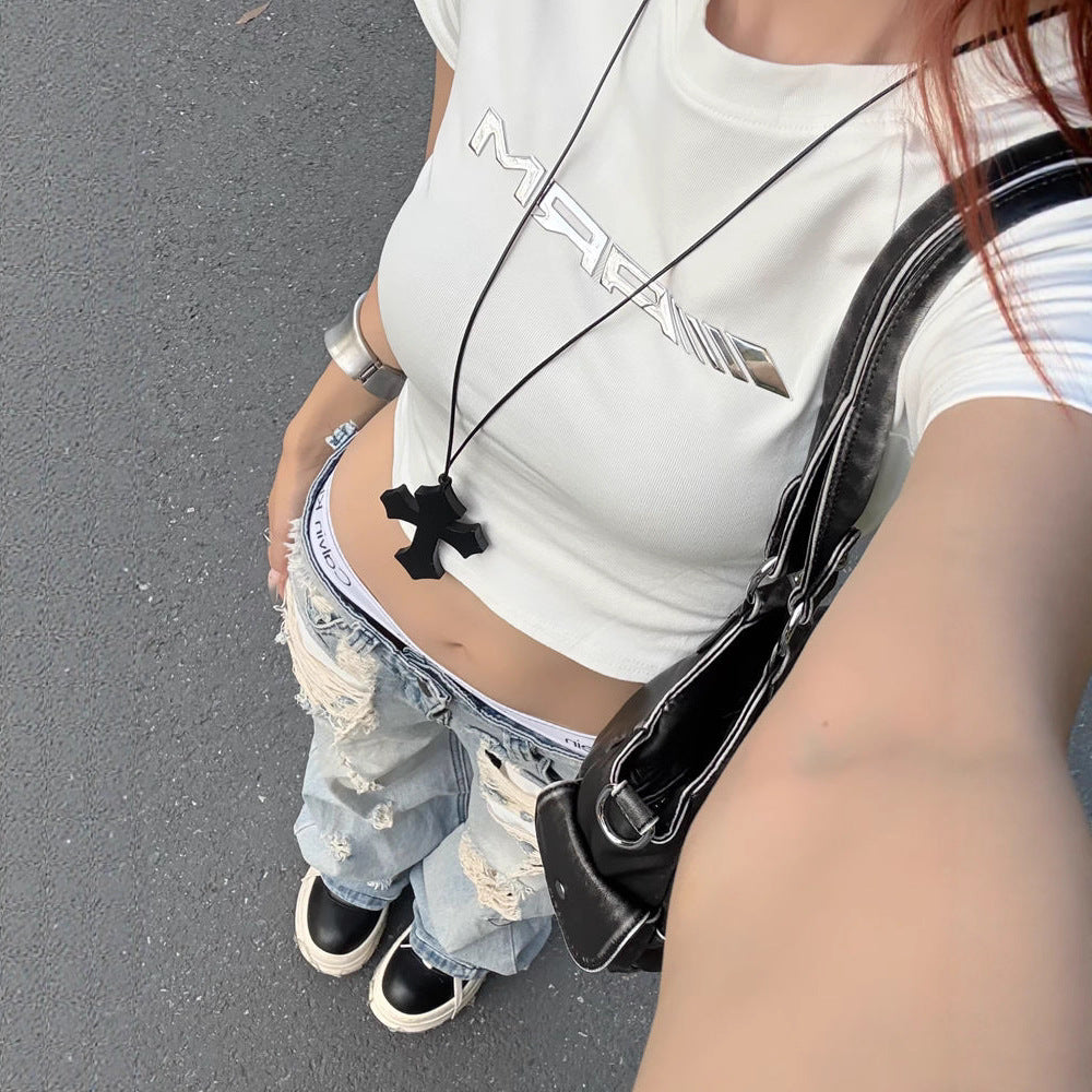 Vintage Ripped Wide-Leg Jeans