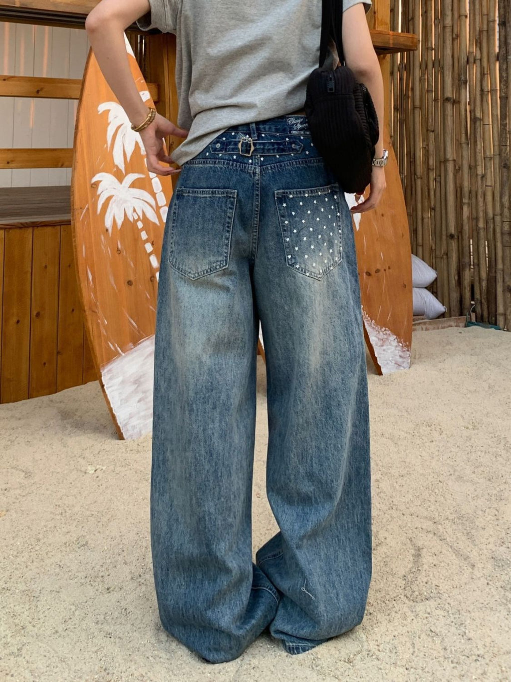 Star Stud Wide-Leg Jeans