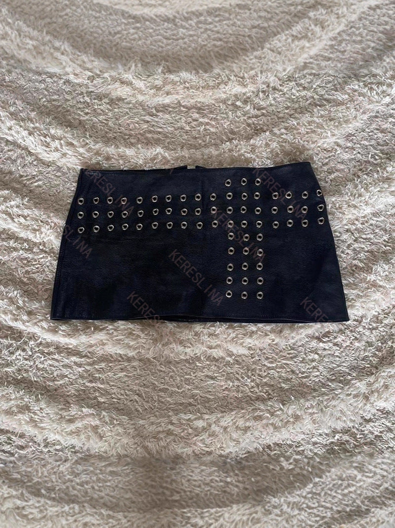 Eyelet Punk Mini Skirt