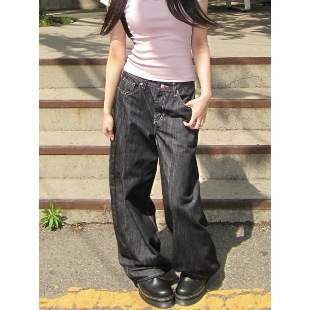 Heart Pocket Baggy Jeans