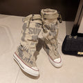 Graffiti Canvas Knee Boots