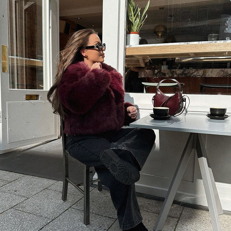 Lovy Red Fur Coat