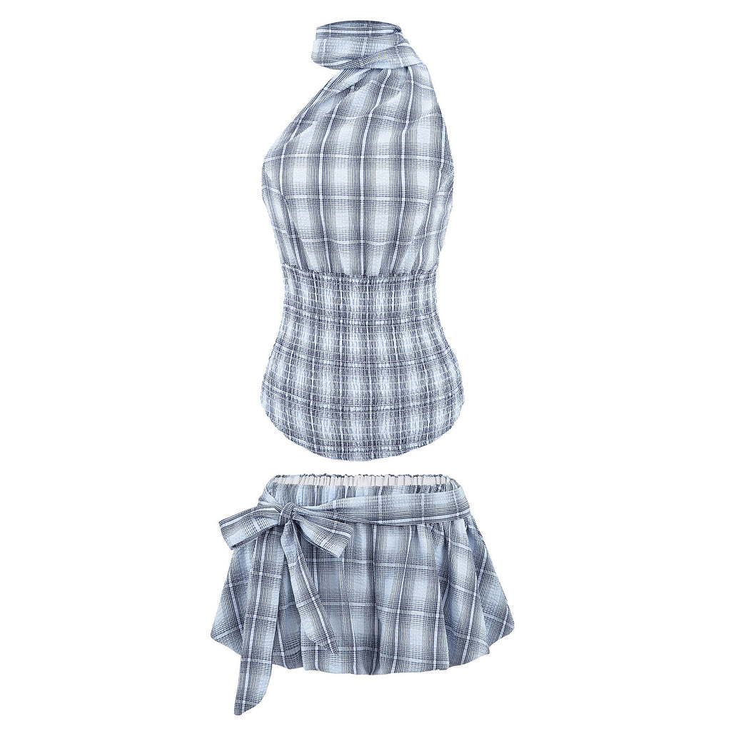 Plaid Halter Two-Piece