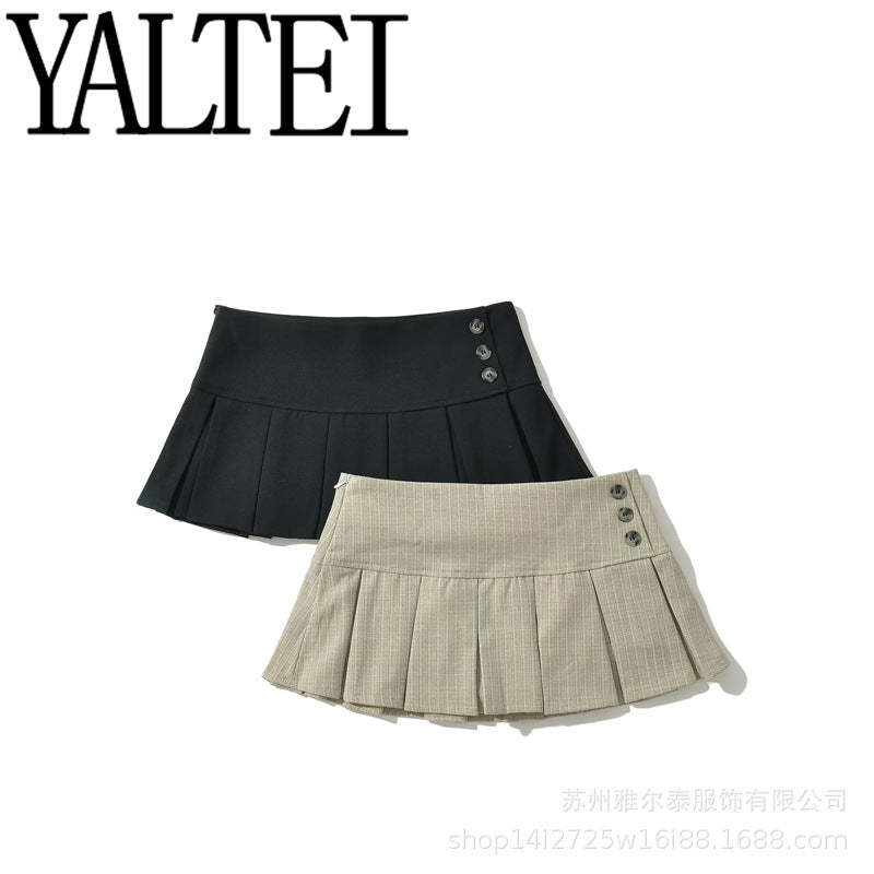 YALTEI Autumn New Women's Clothing European and American style French design fashion casual style versatile retro pleated skirt
