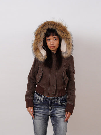Fur cropped hood