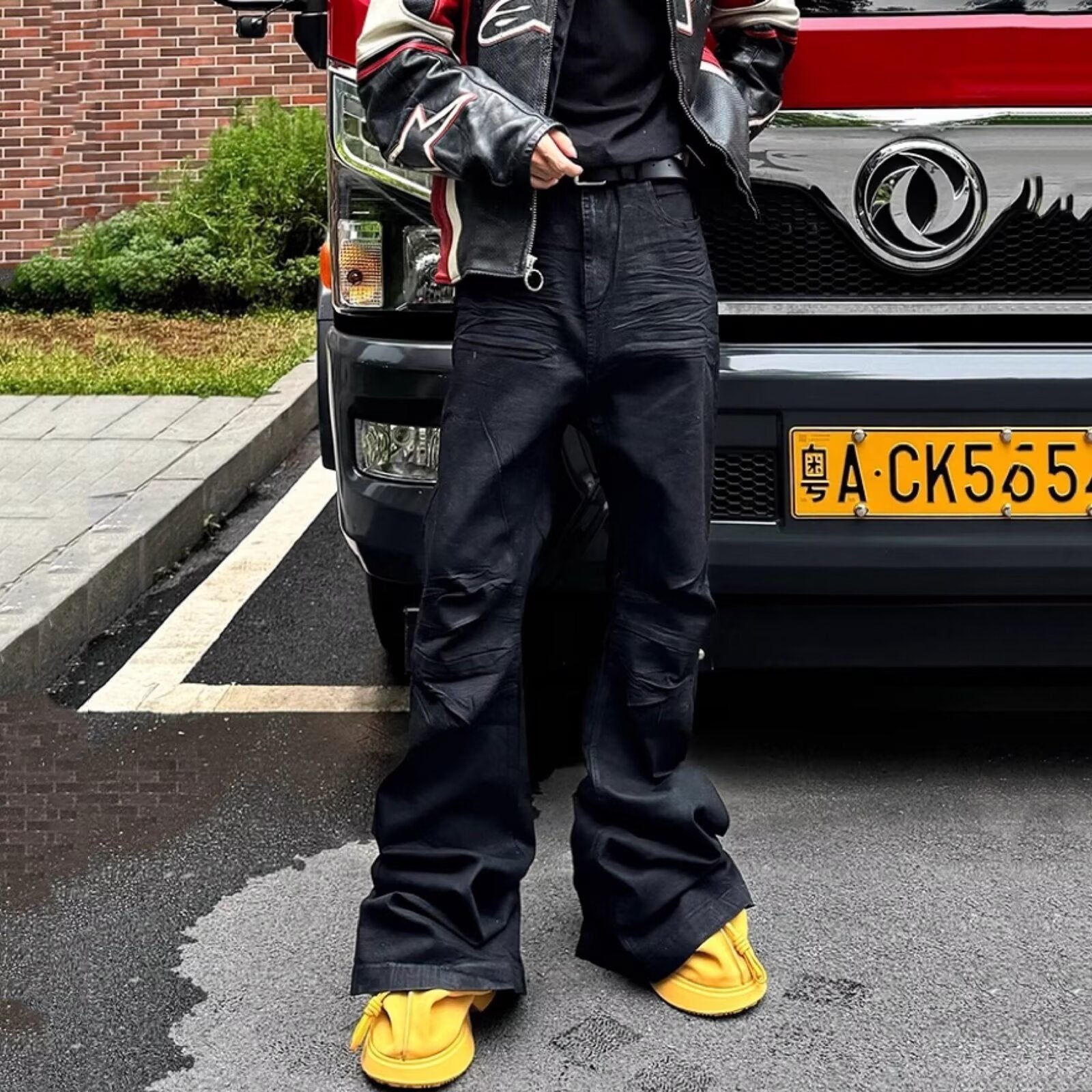 Waxed Flare Jeans