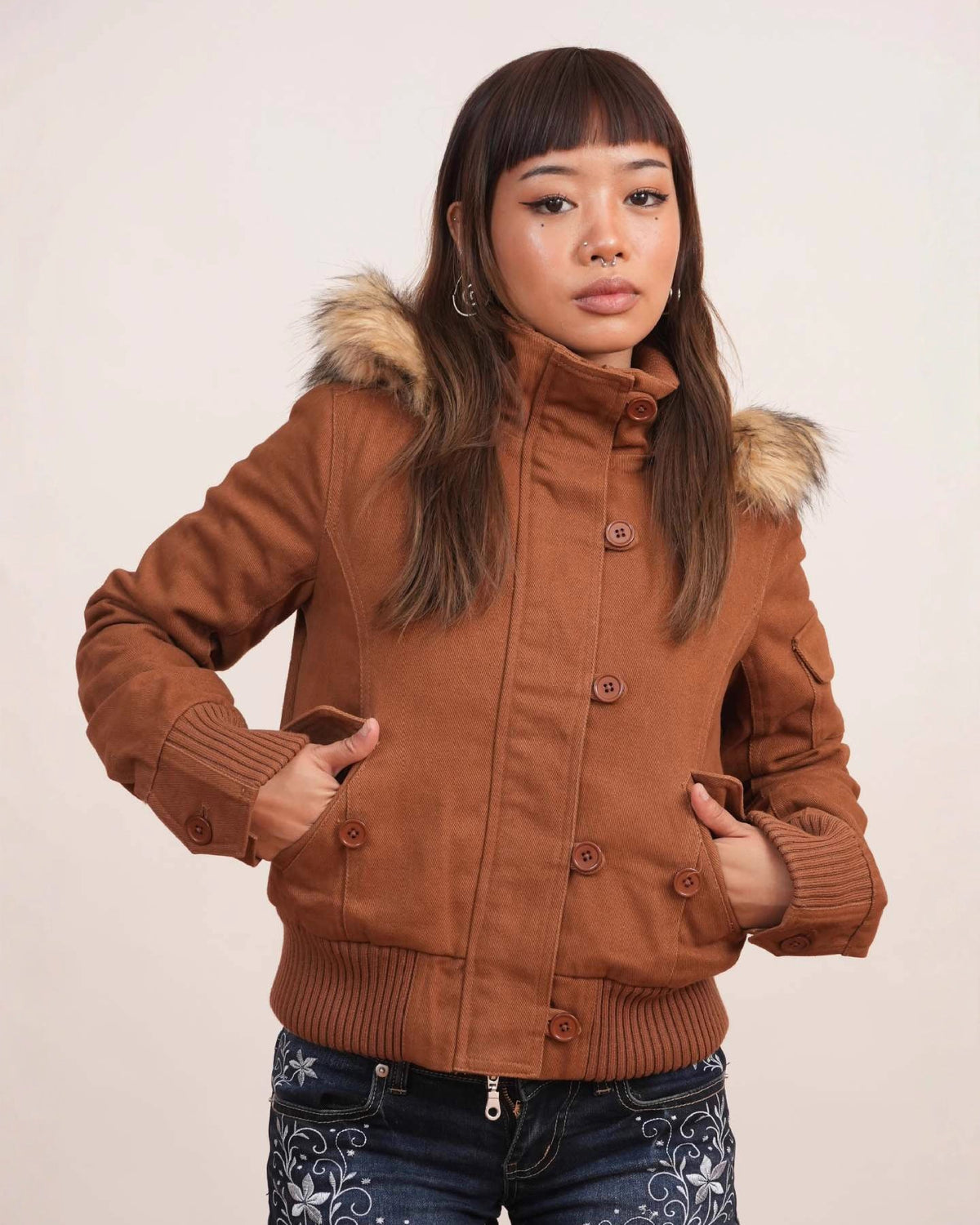 Fur Hood Cropped Jacket