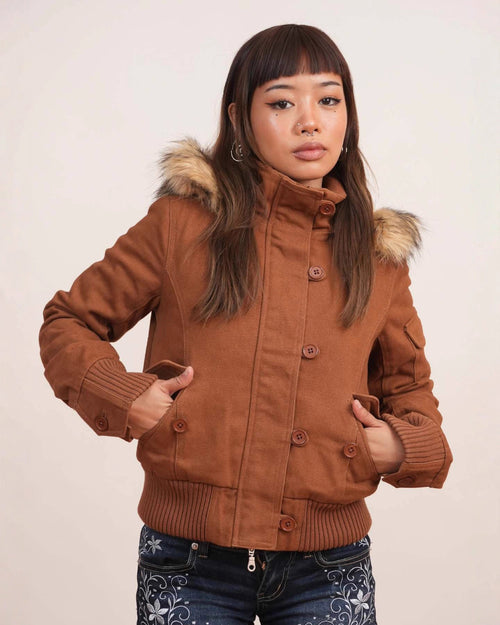 Fur Hood Cropped Jacket