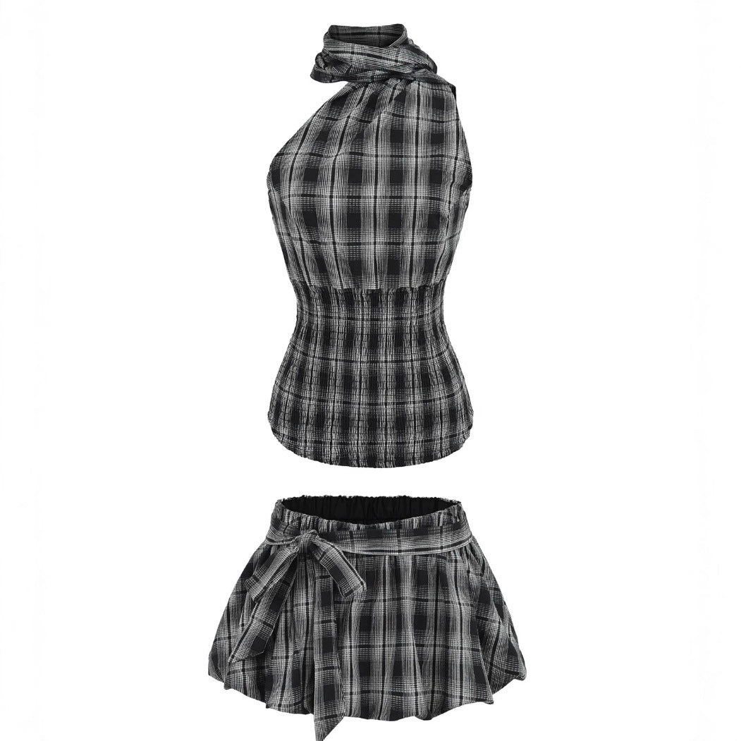 Plaid Halter Two-Piece