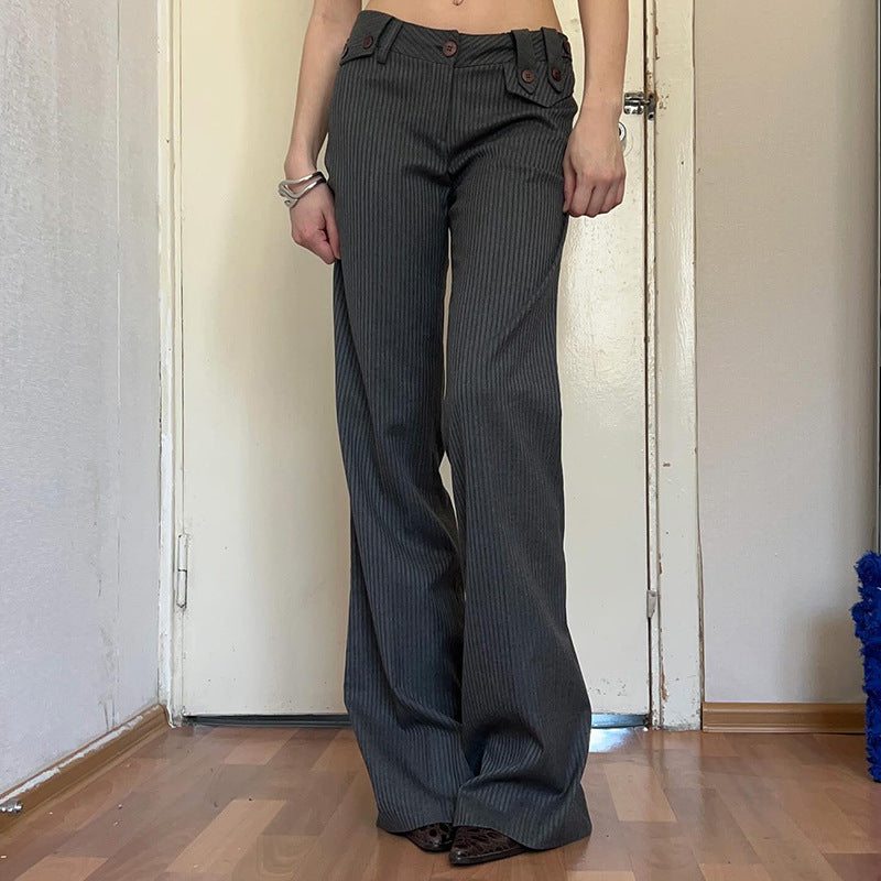 Low-Rise Pinstripe Trousers