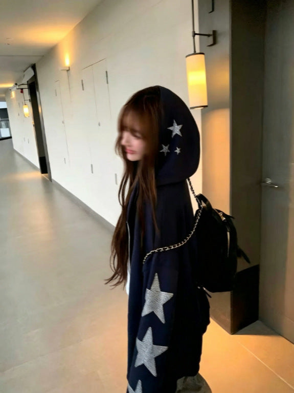 Rhinestone Star Zip Hoodie
