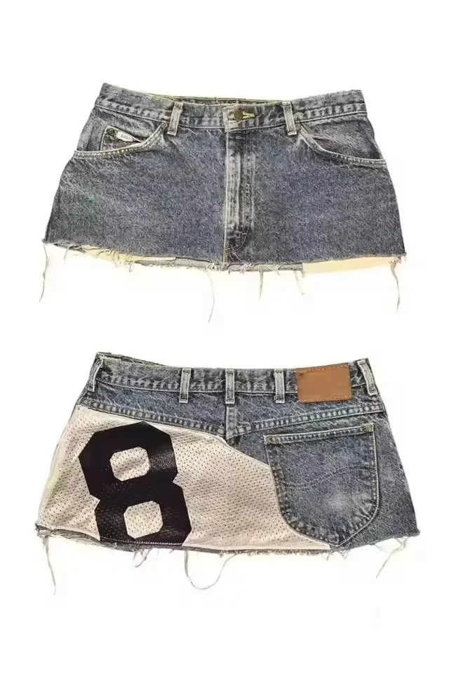 Varsity Number Denim Mini Skirt