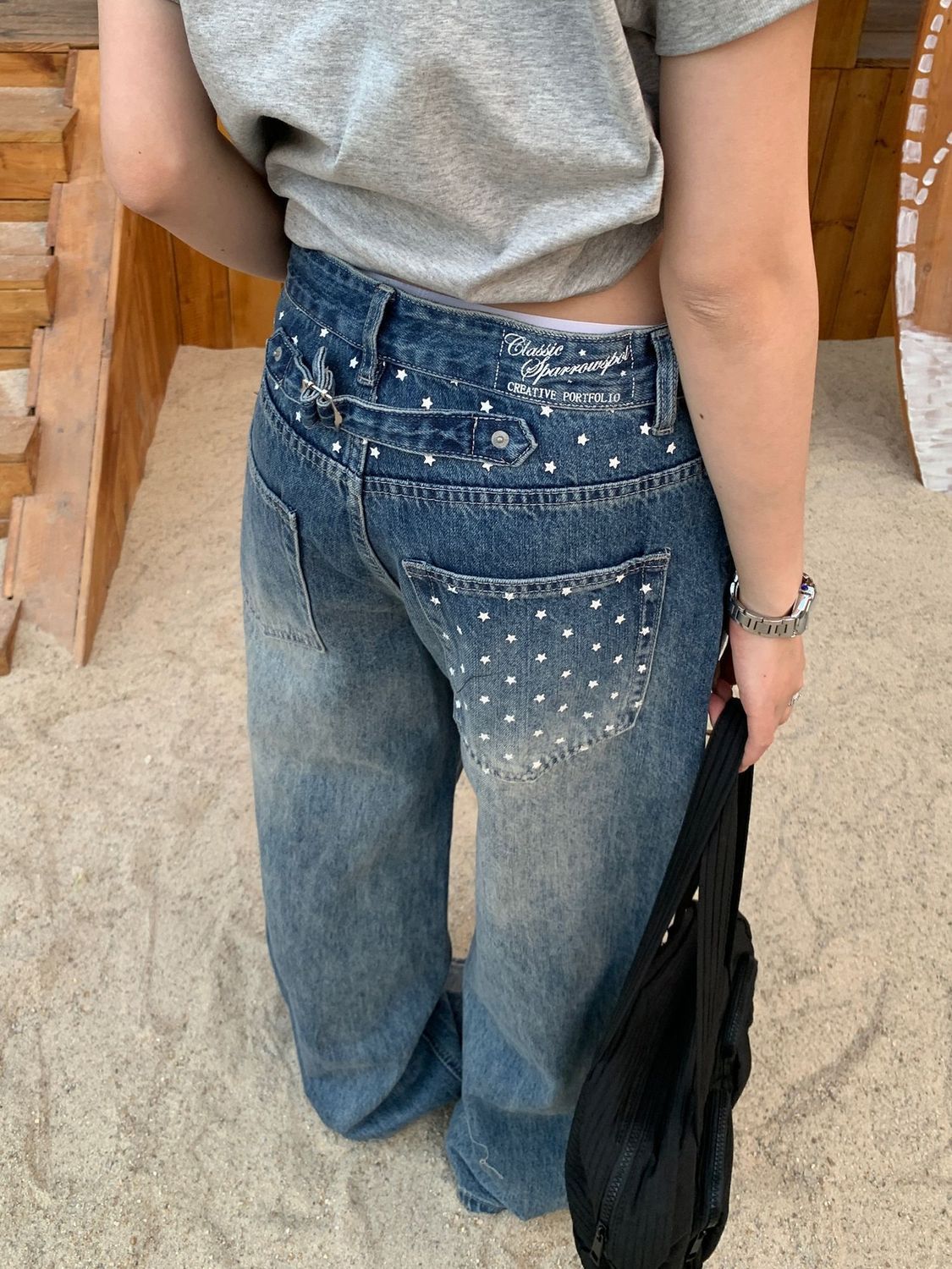 Star Stud Wide-Leg Jeans