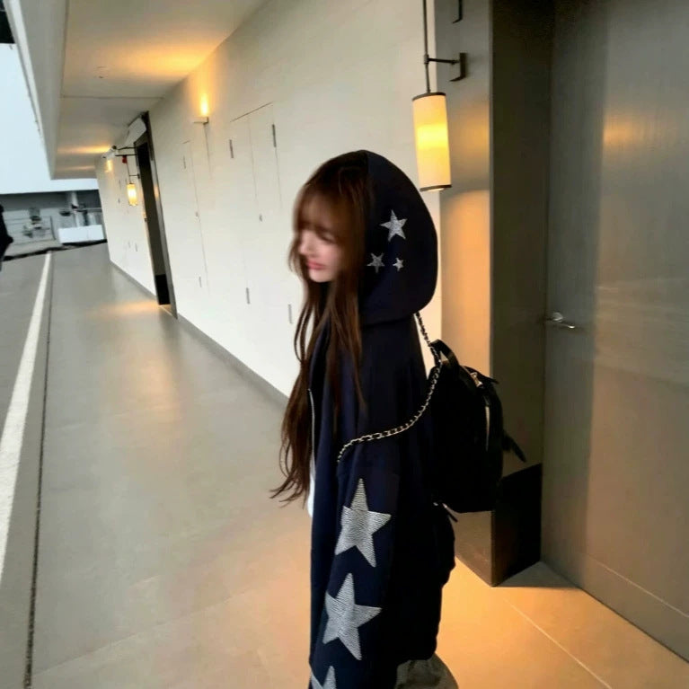 Rhinestone Star Zip Hoodie