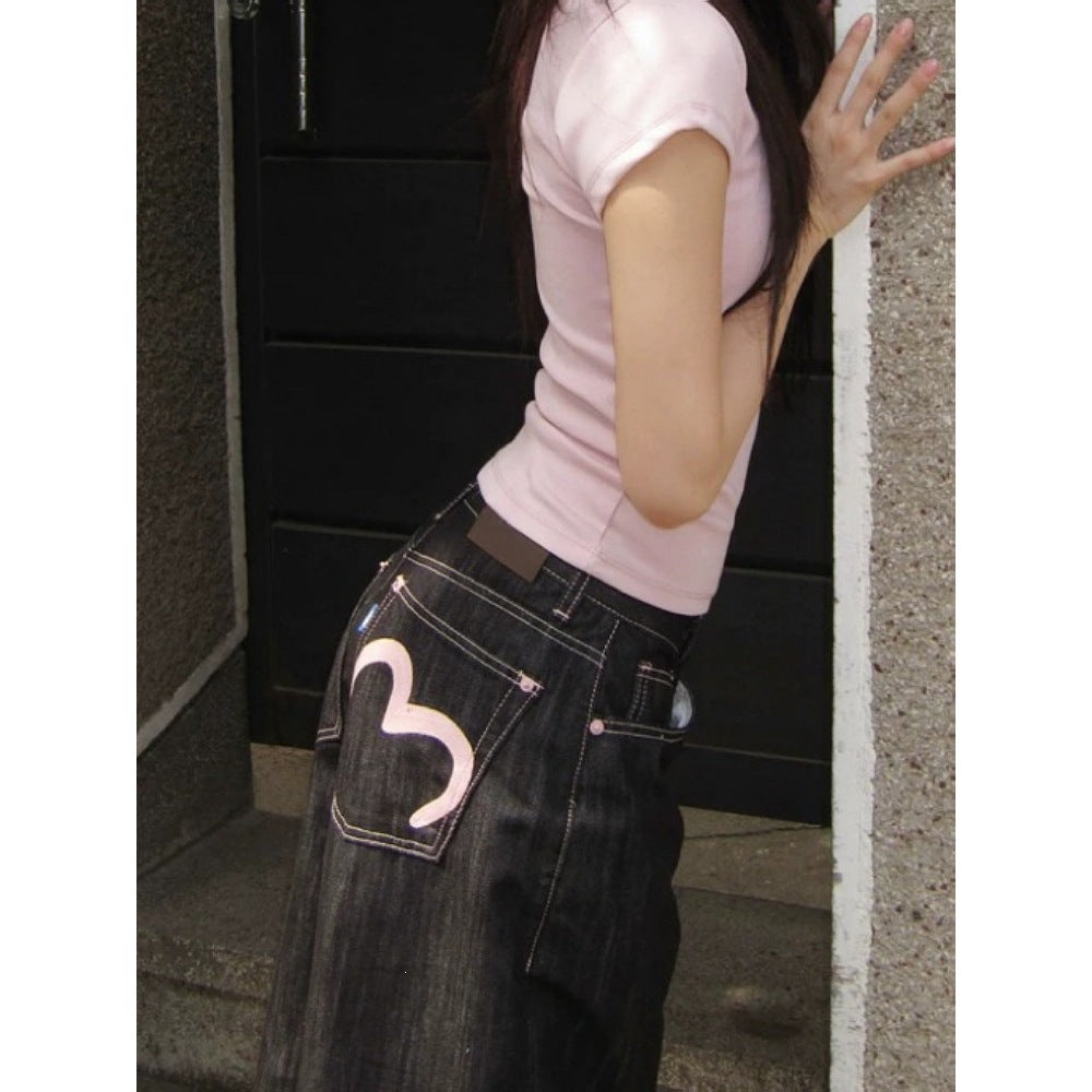 Heart Pocket Baggy Jeans
