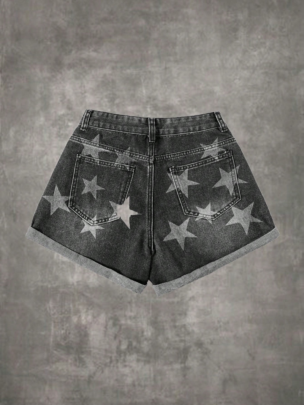 Flag Print Denim Shorts