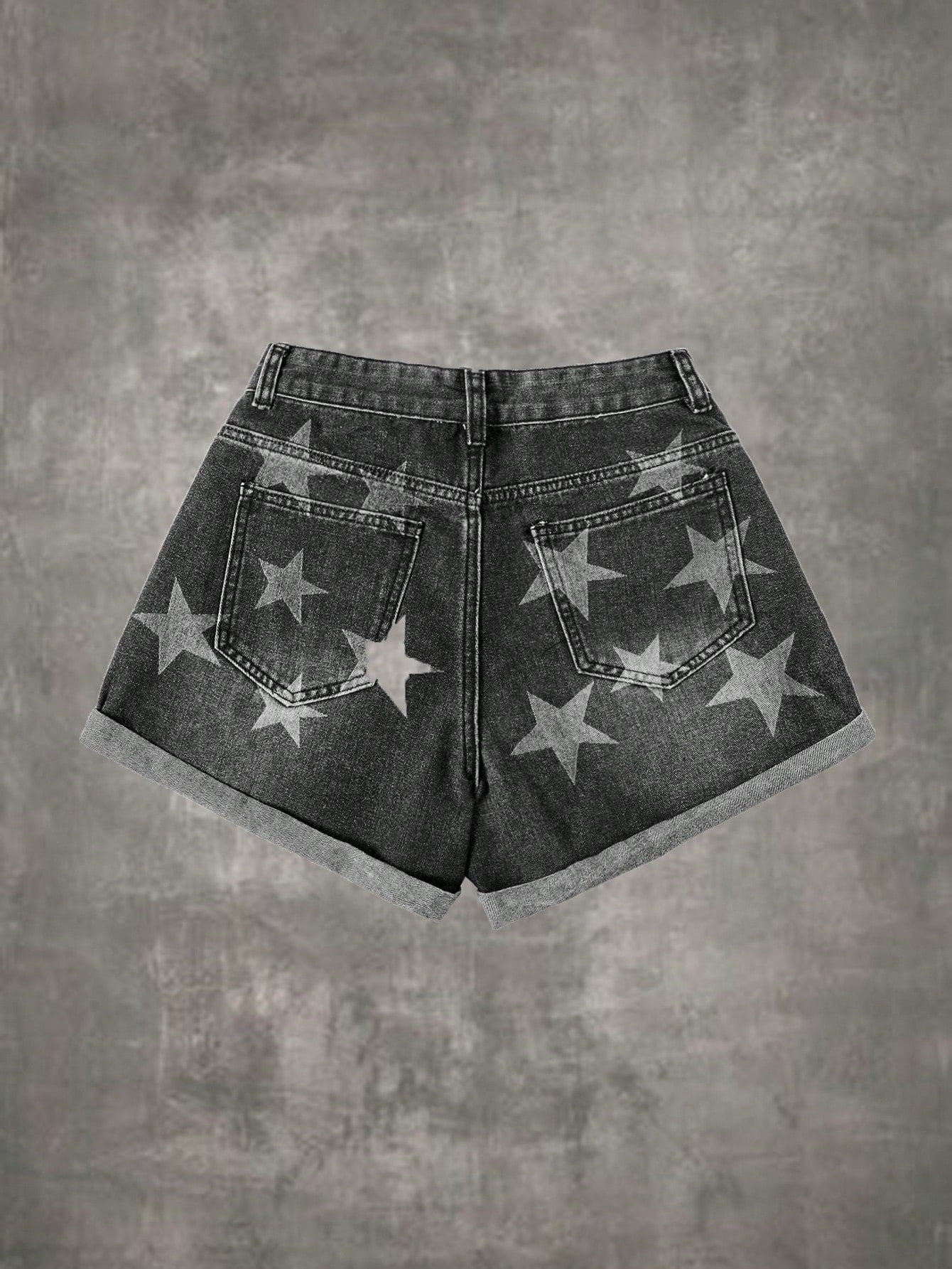 Flag Print Denim Shorts